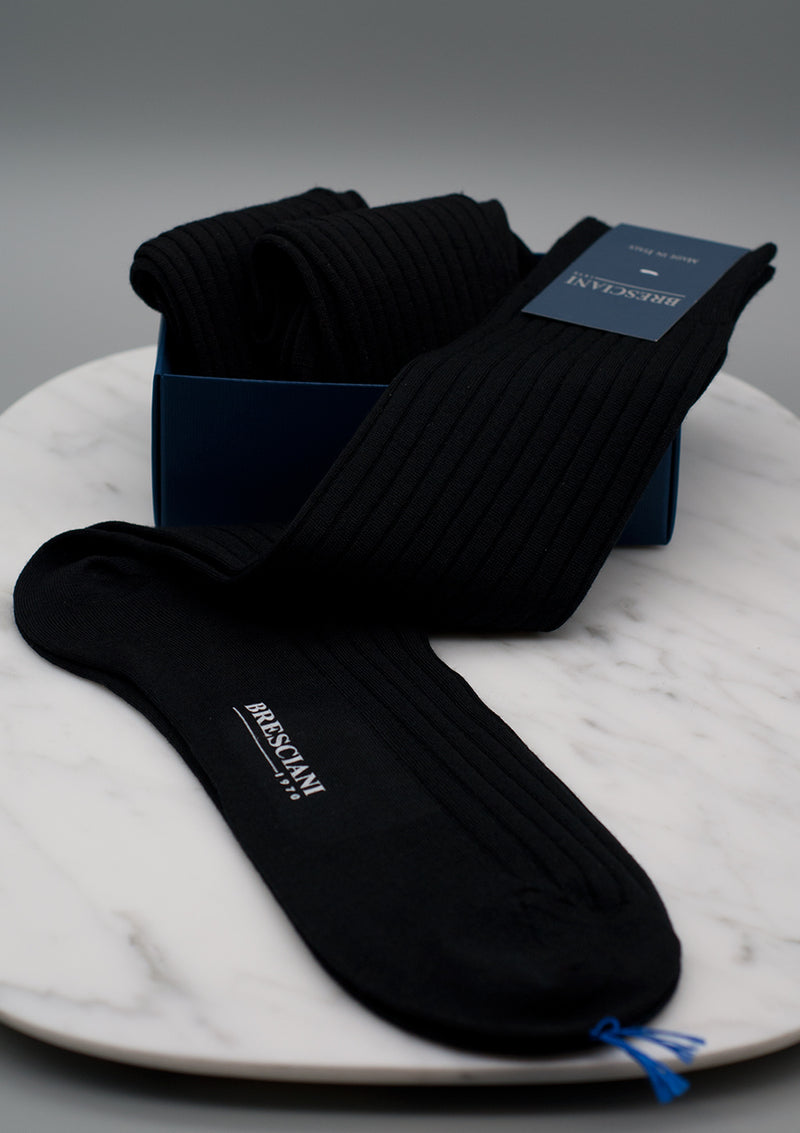 Bresciani black ribbed merino socks