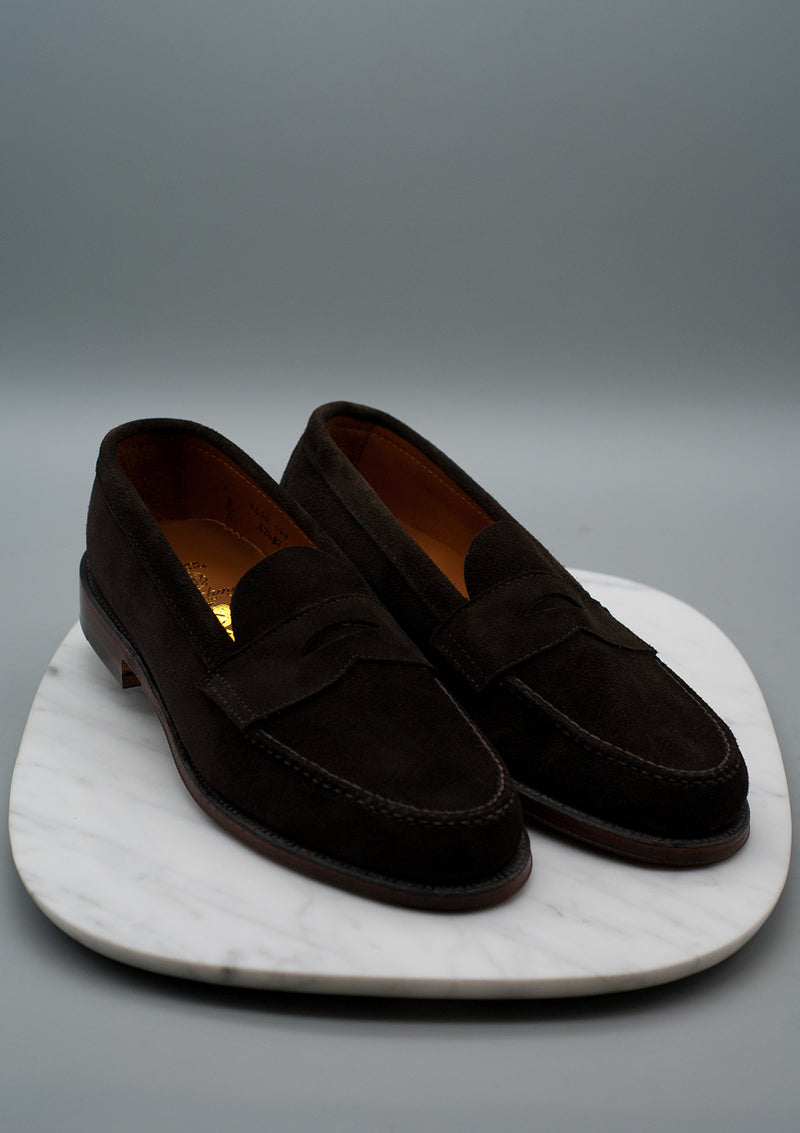 The Fulton - 6248F Dark Chocolate Suede Unlined Handsewn Penny Loafer