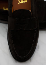 The Fulton - 6248F Dark Chocolate Suede Unlined Handsewn Penny Loafer