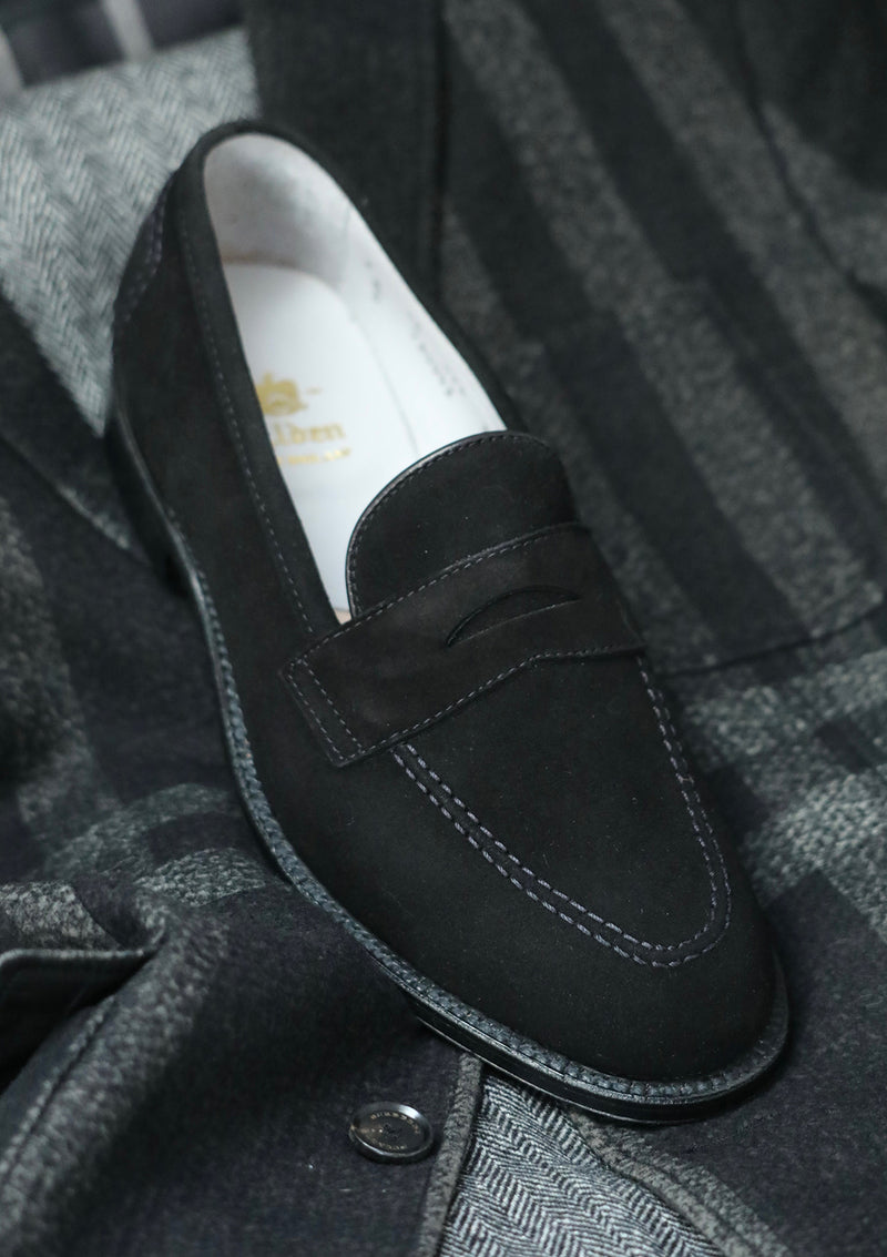 PRE-ORDER - The Charon - D2229 Black Suede Madison Penny Loafer