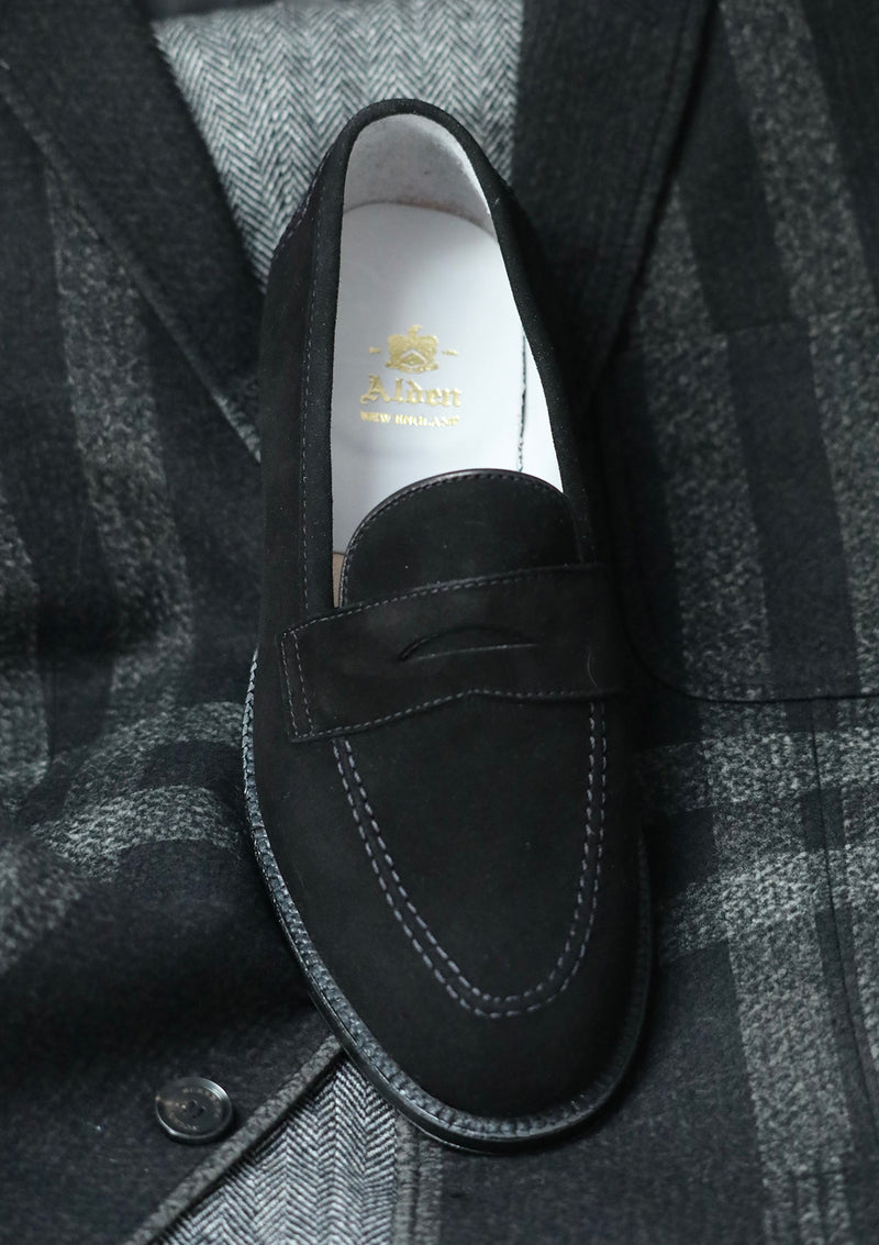 PRE-ORDER - The Charon - D2229 Black Suede Madison Penny Loafer