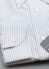 Classic Button Down Oxford Stripe American Sea Island Cotton - White/Navy