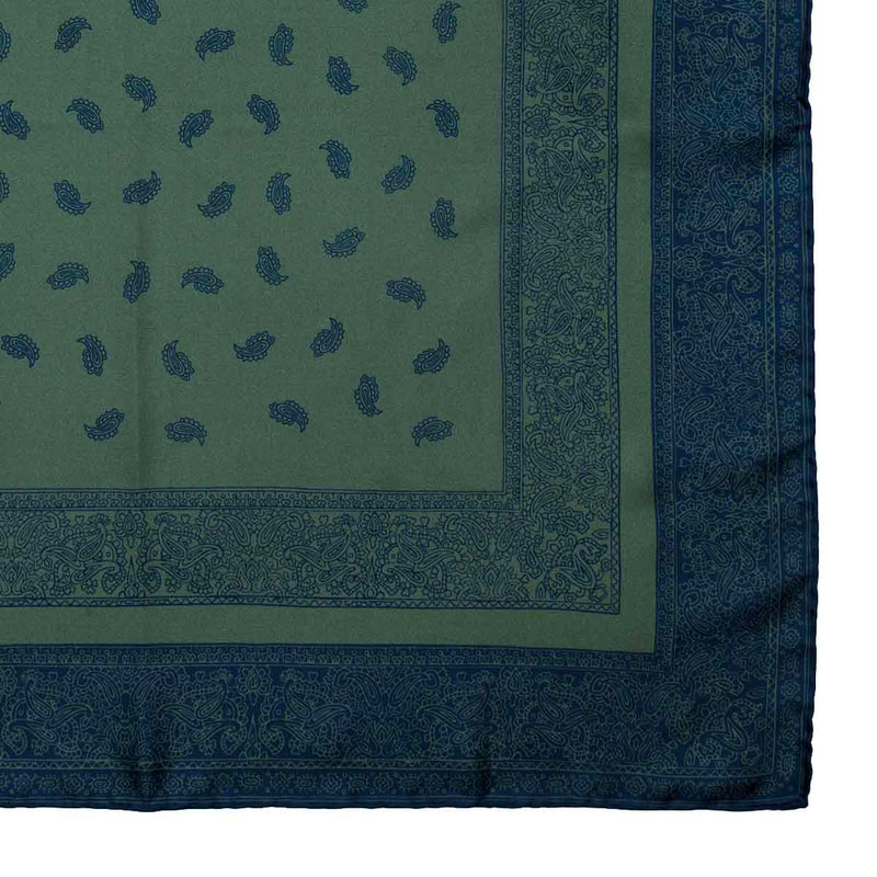 Paisley Green & Navy Silk Bandana