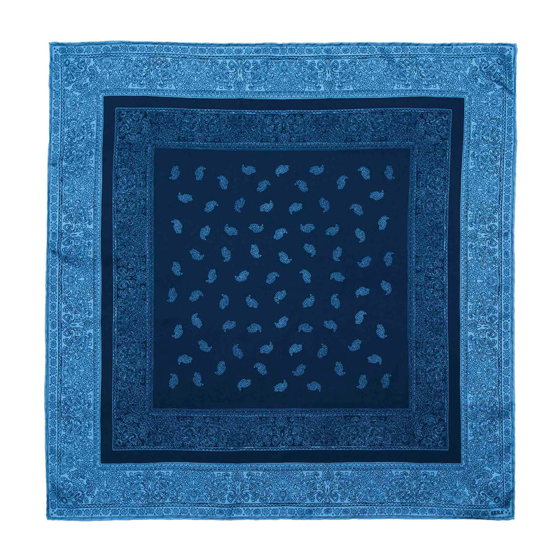 Paisley Blue & Light Blue Silk Bandana