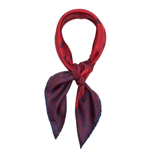 Paisley Red & Navy Silk Bandana