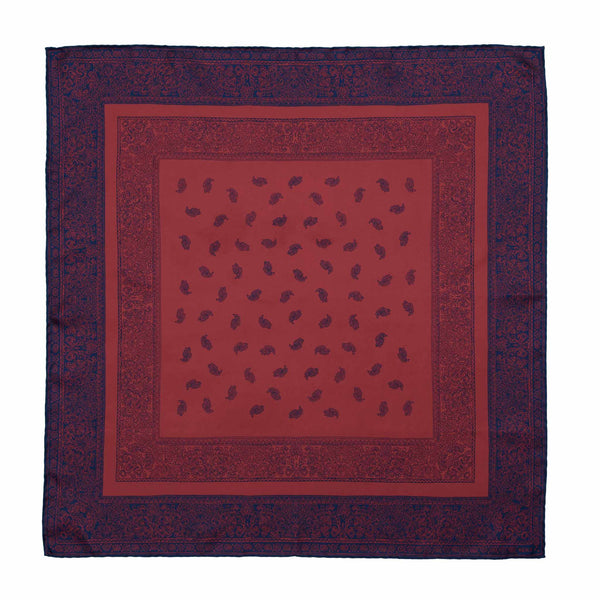 Paisley Red & Navy Silk Bandana