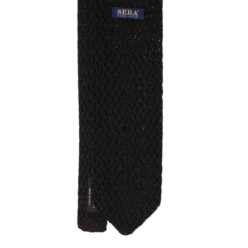 Black Zig Zag V-Point Knitted Silk Tie