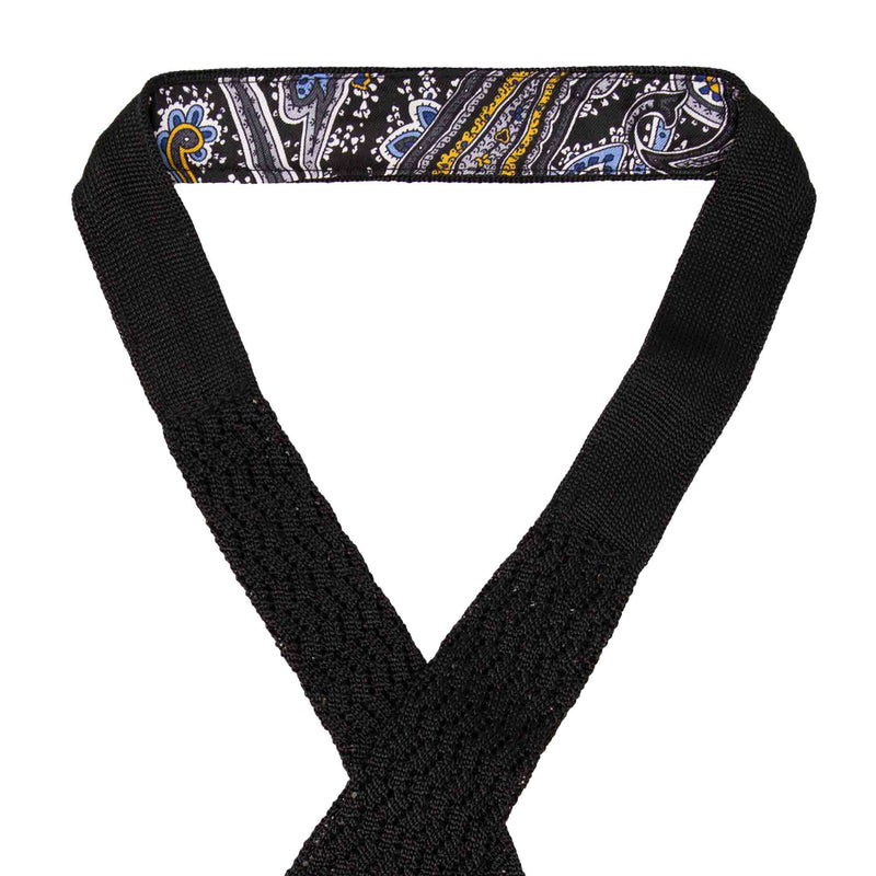 Black Zig Zag V-Point Knitted Silk Tie