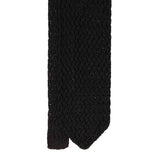 Black Zig Zag V-Point Knitted Silk Tie