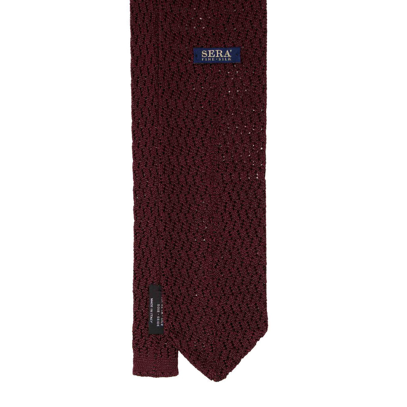 Burgundy Zig Zag V-Point Knitted Silk Tie