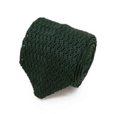 Forest Green Zig Zag V-Point Knitted Silk Tie