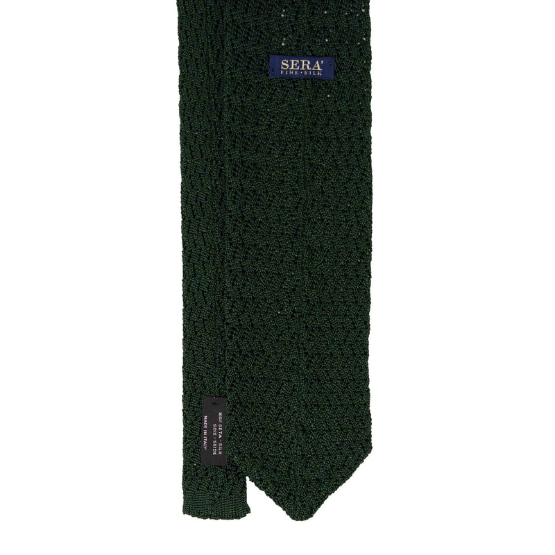 Forest Green Zig Zag V-Point Knitted Silk Tie