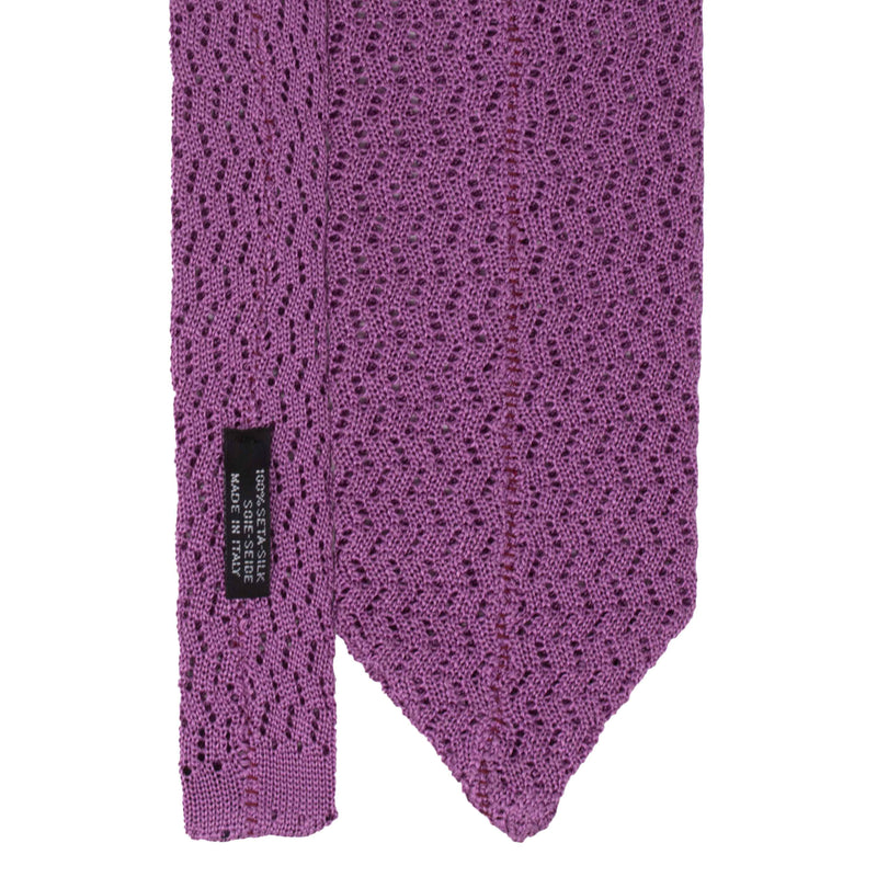 Lilac Zig Zag V-Point Knitted Silk Tie