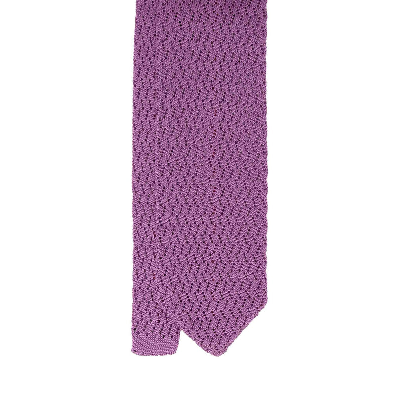 Lilac Zig Zag V-Point Knitted Silk Tie