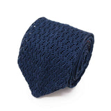 Navy Zig Zag V-Point Knitted Silk Tie