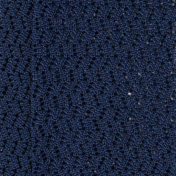 Navy Zig Zag V-Point Knitted Silk Tie