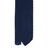 Navy Zig Zag V-Point Knitted Silk Tie