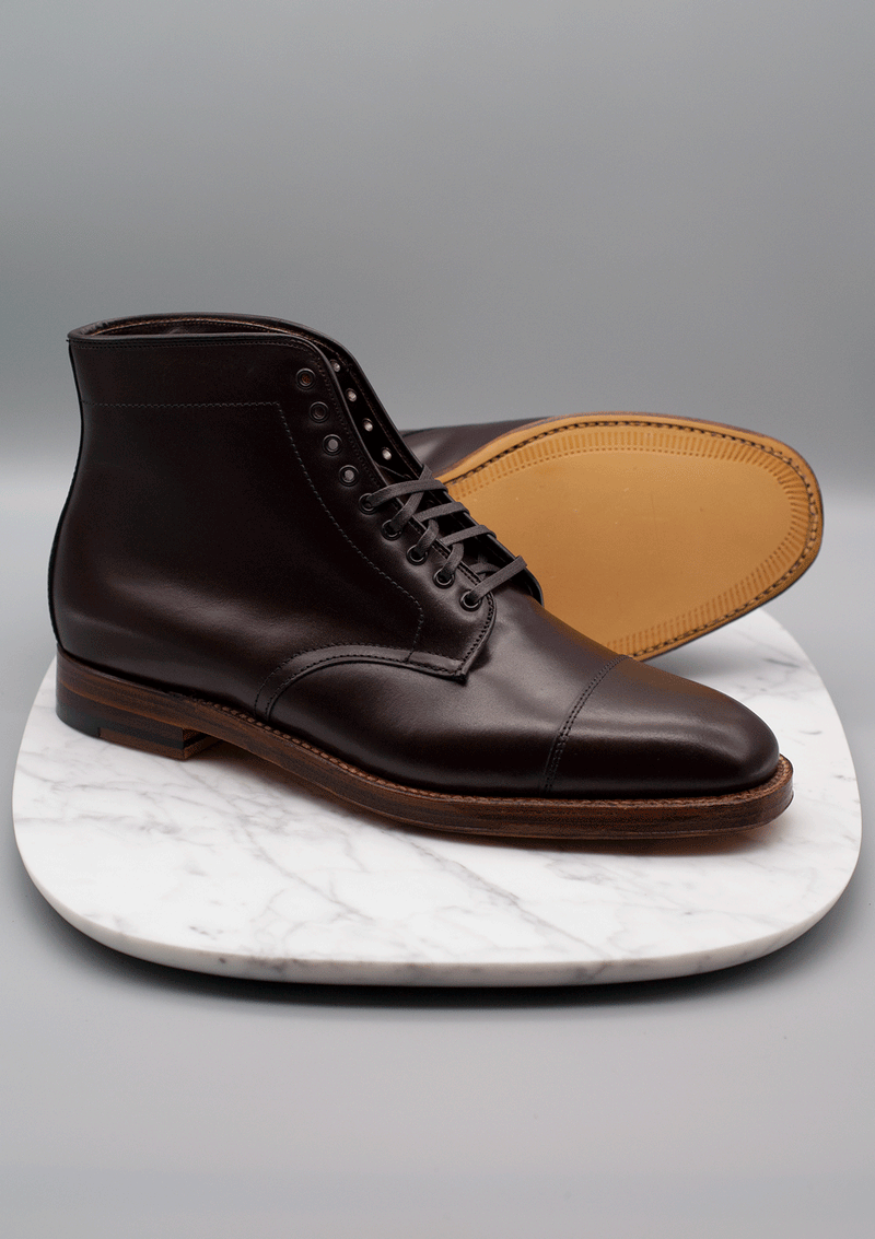 Alden 3912 brown captoe dress boot side / sole