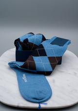 Bresciani blue argyle pima sock 