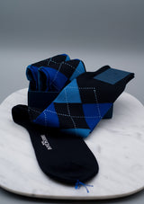 Bresciani denim blue argyle pima sock 
