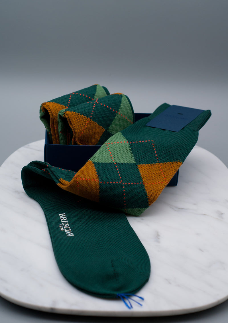 Bresciani green argyle pima sock 