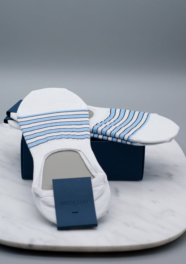 Bresciani white blue stripe no show socks